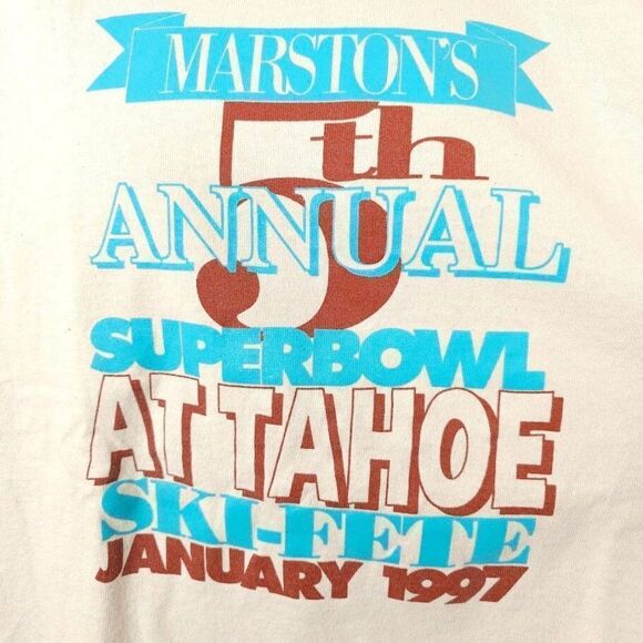 Vintage Lake Tahoe Ski Fete T Shirt Mens Size XL 90s 1997 Marstons Made In USA - Picture 2 of 5
